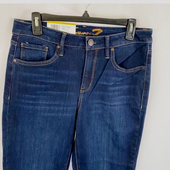 Seven7 High Rise Tower Straight Crop Raw Hem Denim Blue Jeans Size 8 - Picture 5 of 10